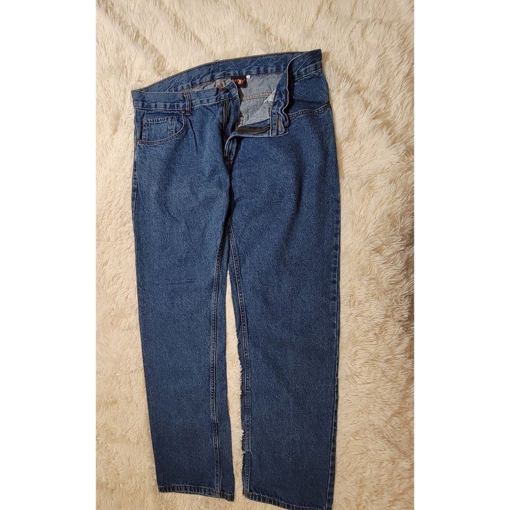 WXY Men's Straight Leg Denim Jeans, 100% Cotton, Size 38 x 30